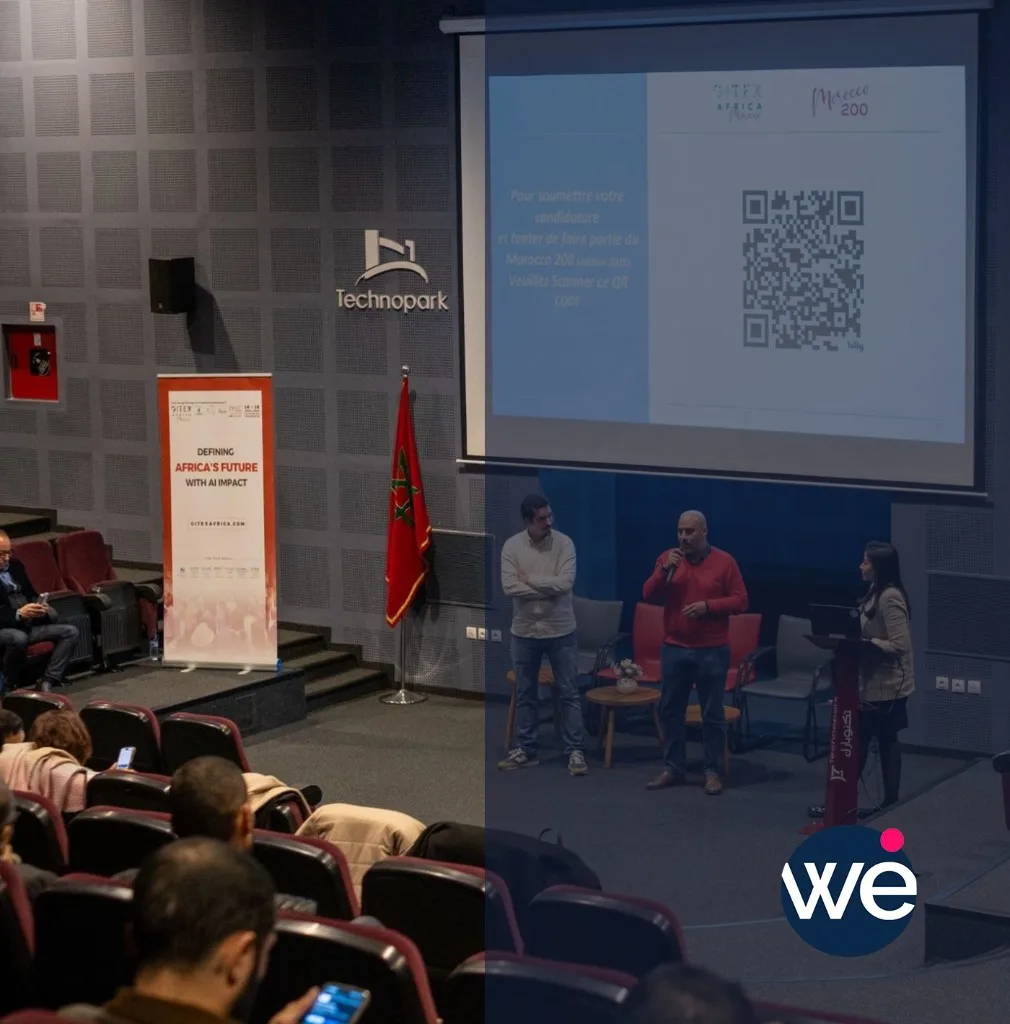 Conférence roadshow GITEX Africa au Technopark Tanger : intervenants et public lors d'un événement itinérant au Maroc